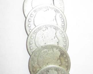 (8)  Barber Quarters 1892-1916 (Silver)