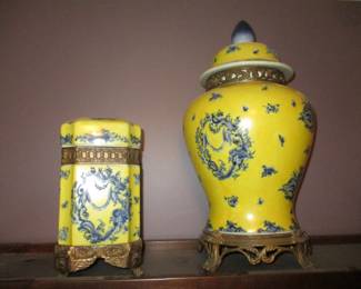 Yellow Porcelain Ginger Jar