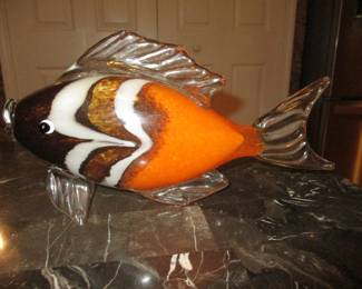 Murano-style Blow Glass Fish Sculpture