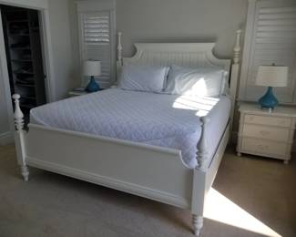 King bedroom suite by Stanley Furniture: king bed; nightstands; table lamps; dresser with mirror