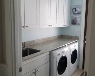 Laundry room cabinets; Frigidare washing machine & GAS dryer