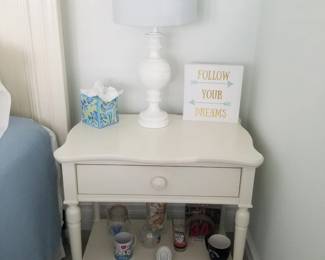 Nightstand; table lamp