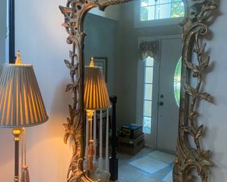 Roco/Chippendale 18th Century, Carved Guiltwood Mirror