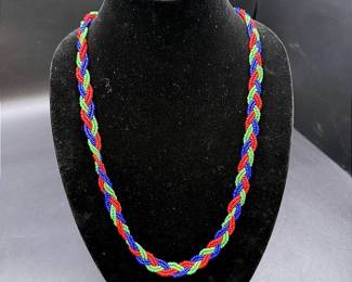 Braided Seed Bead Lariat Rope Necklace