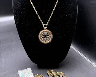 Gold-toned Glamour Jewelry Featuring A W. Germany Filigree Scarf Clip