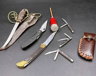 Collectible Imperial Pocket Knives, Buck 123 Filet Knife, Stauer Leather Sheath & Briddell Ice Pick