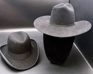 Stetson RCC 4X Beaver Quality Fur Felt Cowboy Hat And A Wool Knudsen Hat Co. Homburg Hat