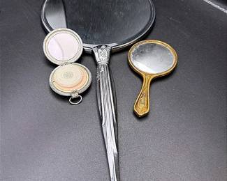 Vintage Max Factor Compact With Faux Turquoise Beads & Vintage Vanity Mirrors