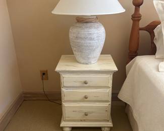 S.J. Baileys & Sons nightstand and large white lamp