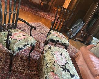 Karges handmade chairs and ottoman 