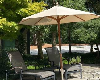 Tropitone chaise loungers with teak arms