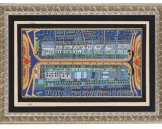 Egyptian Revival Painting on Papyrus