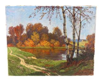Edward Herbert Barnard (1855–1909) American, Oil on Canvas Landscape