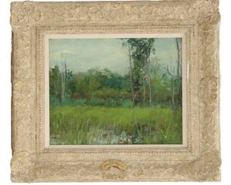 Robert William Vonnoh (1858-1933) American, Oil on Canvas Impressionist Landscape "Landscape"