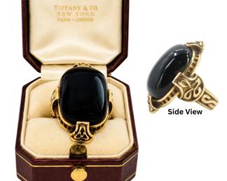 Rare 18k Tiffany & Co and Onyx Celtic Hand Cast Ring, RS 4, Gross 17.3 g