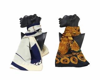 (2) Chanel Silk Scarves