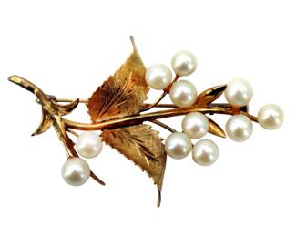 14k Gold and Pearl Brooch - Gross 6.2 g.