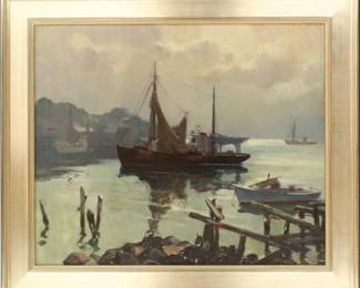 Harry Ballinger (1892-1993) American, Maritime Scene Oil on Canvas