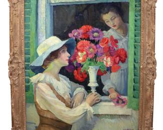 George Laurence Nelson (1887-1978) American, Oil on Canvas Figural "At the Window"