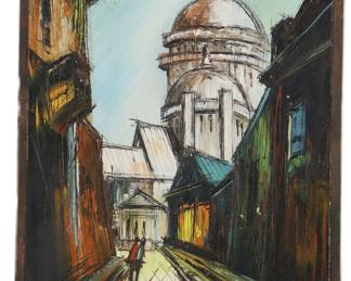 C. Francisco, Mid Century Oil Painting of a Paris Street Scene in Montmartre with Sacre Coeur