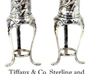 (2) Late 19th Century Tiffany & Co. Sterling and Mixed Metal Vases or Candle Holders - Gross 13.615 ozt.