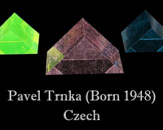 (3) Pavel Trnka (Born 1948) Czech, Glass Triangles Sculptures "Rainbow"