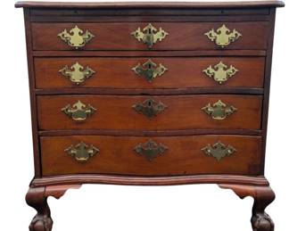 Antique 18th Century Mahogany Serpentine Boston Chest - Possibly Workshop of John Cogswell Boston Circa 1780-1790
