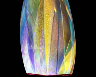 	Peter Temple (20th/21st Century) American, Denali Glass Geometric Sculpture "Opal Fire"