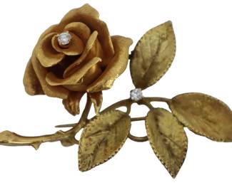 14k Gold and Diamond Brooch - Gross 17 g.