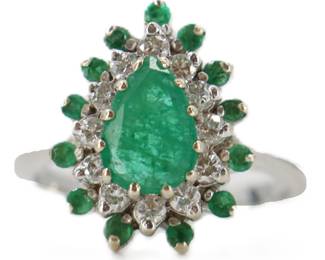 14k Gold, Diamond, and Emerald Ring - RS 5.25 - Gross 4.3 g.