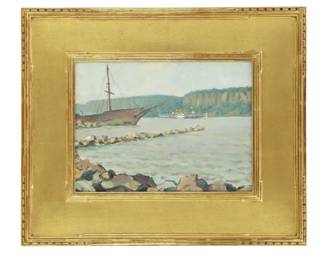 William G. Muller (Born 1937) American, Hudson River Maritime Oil on Canvas