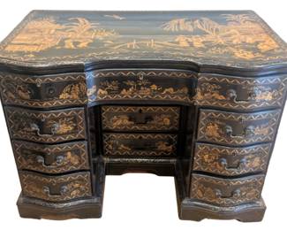 19th Century Chinoiserie Black Lacquered Writing Desk