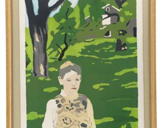 Fairfield Porter (1907-1975) American, 1977 Lithograph in Colors, "Girl in the Woods"
