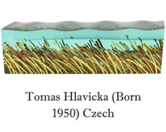 Tomas Hlavicka (Born 1950) Czech, Art Glass Sculpture "Akvarium"