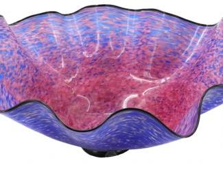 Chihuly Macchia Style Purple and Red Art Glass Wall Sculpture