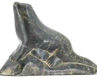 Isah Pappy (Born 1918) Inuit 20th Century Carved Soapstone Seal
