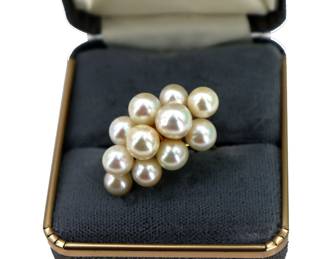 14k Gold and Cultured Pearl Cluster Ring - Gross 7.5 g.
