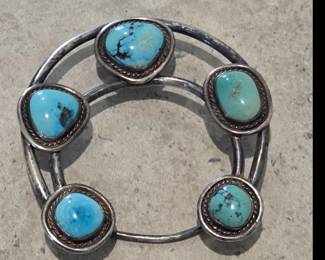 61 grams sterling silver and turquoise MCM Navajo belt buckle