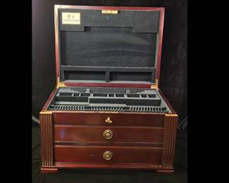 Antique Mahogany three-tier "Canteen" silverware cabinet