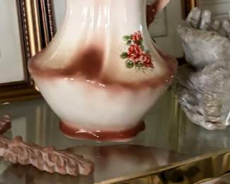 Old fashioned ceramic washbowl and pitcher