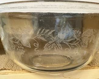 Old etched glass bowl