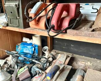 Collection of old hand tools and power tools