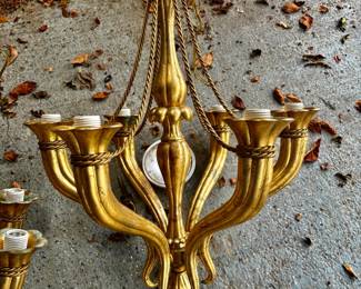 3-Wooden gold leaf chandeliers