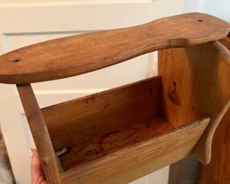 1950's shoe shining footstool and shelf for accessories
