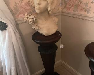 Victorian marble bust on solid walnut pedestal