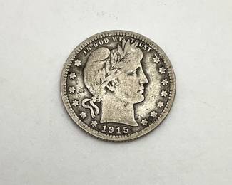 1915 US Silver Barber 25c