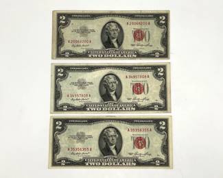 Three 1953 $2 Legal Tender Notes