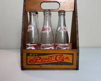 Vintage Pepsi Cola Carrier with Bottles
