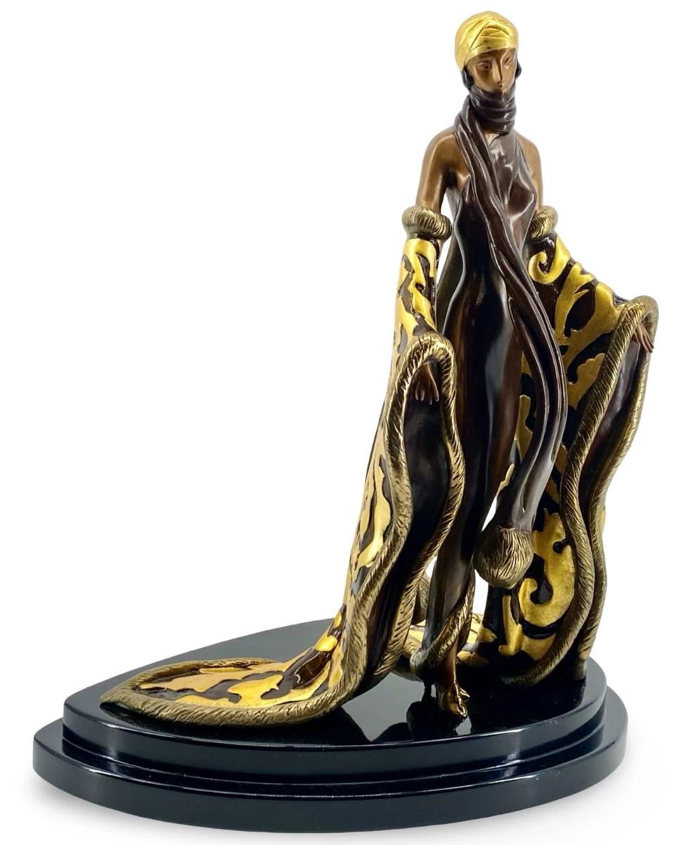 Chalk & Vermillion Erté “Mystic" Bronze Sculpture