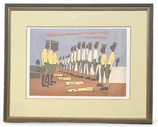 William Johnson Army Training Serigraph on Canvas